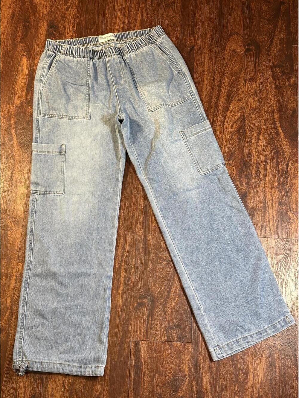 No Boundaries Denim Cargo Jeans Women’s Size 3 (4-6) Light Wash Wide Leg